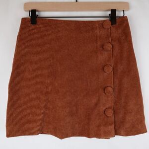 Fashion On Earth Corduroy Skirt Women's Size Small Brown Button Mini Fall Y2K